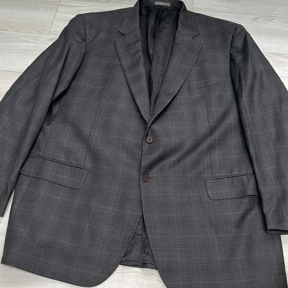 Classic Men's Charcoal Plaid Two-Button Sport Coat